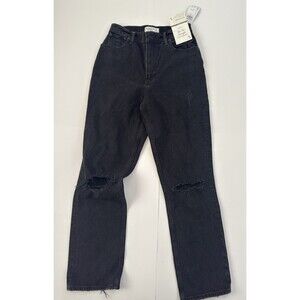 NEW! Abercrombie & Fitch The 90's Straight Black Ultra High Rise Jeans 28 / 6R